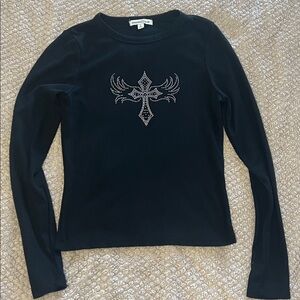 Embellished Black Long Sleeve Top